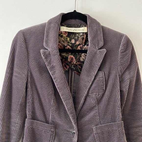 Anthropologie Daughters of the Liberation Cotton Corduroy Gray Bromsgrove Blazer - Picture 2 of 16